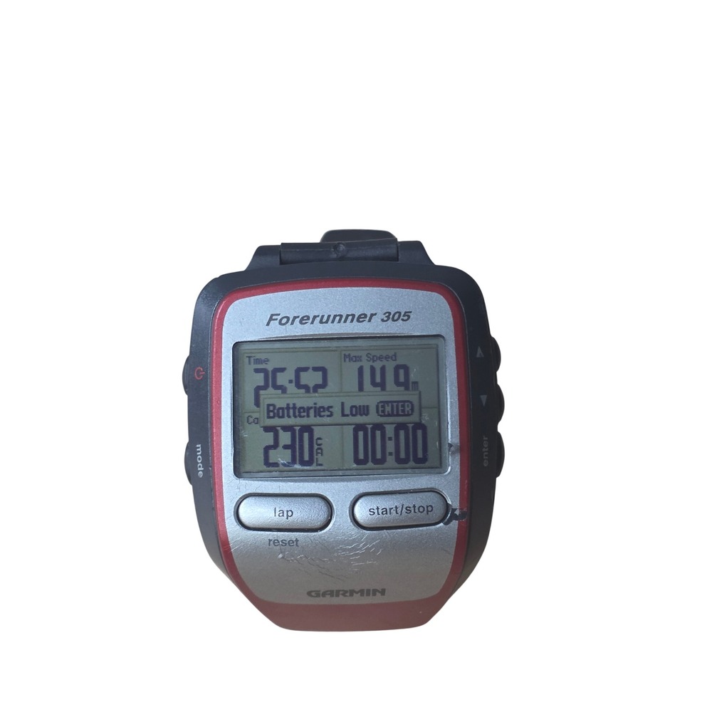 Garmin Forerunner 305 GPS Sports Watch‎ Red Silver Digital working No Charger